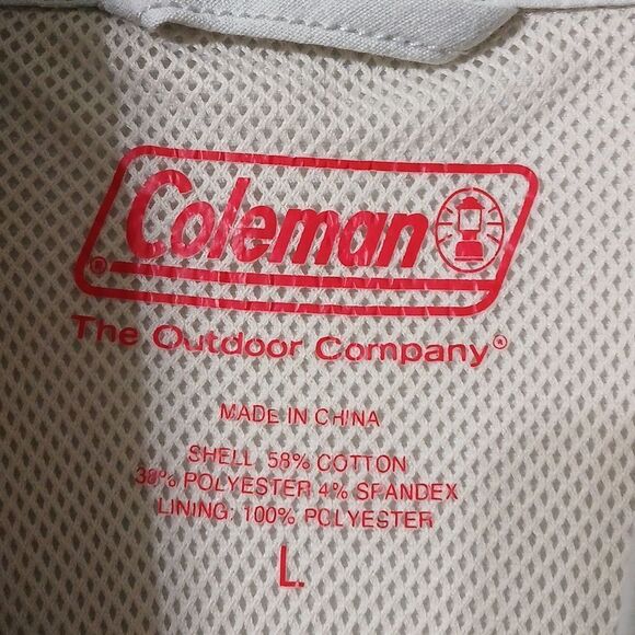 Coleman lightweight light gray  vented multi pocket button down shirt Sz L EUC - Picture 6 of 8